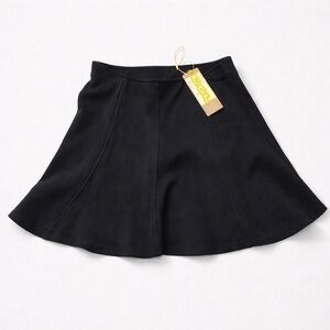 OGL Fuzzluxe Black Skater Skirt with Flared Silhouette
